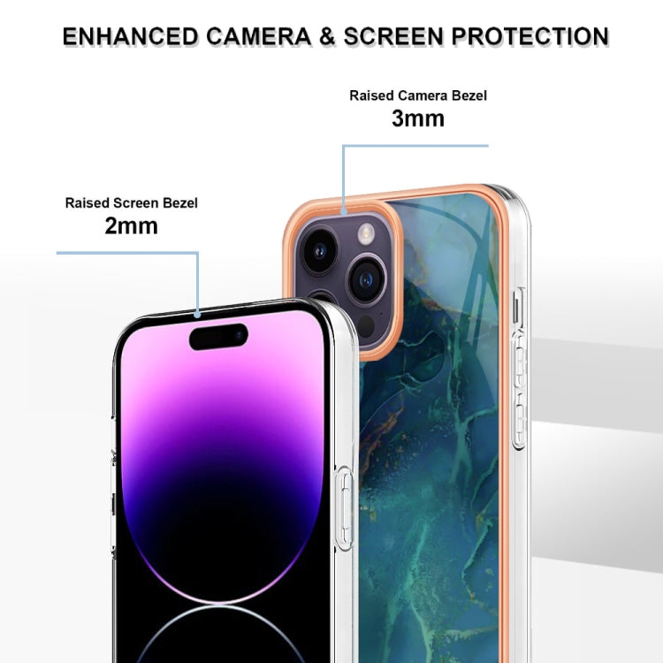 For iPhone 16 Pro Max Electroplating Marble Dual-side IMD Phone Case(Green 017) - iPhone 16 Pro Max Cases by PMC TechLife | Online Shopping South Africa | PMC TechLife | Buy Now Pay Later Mobicred