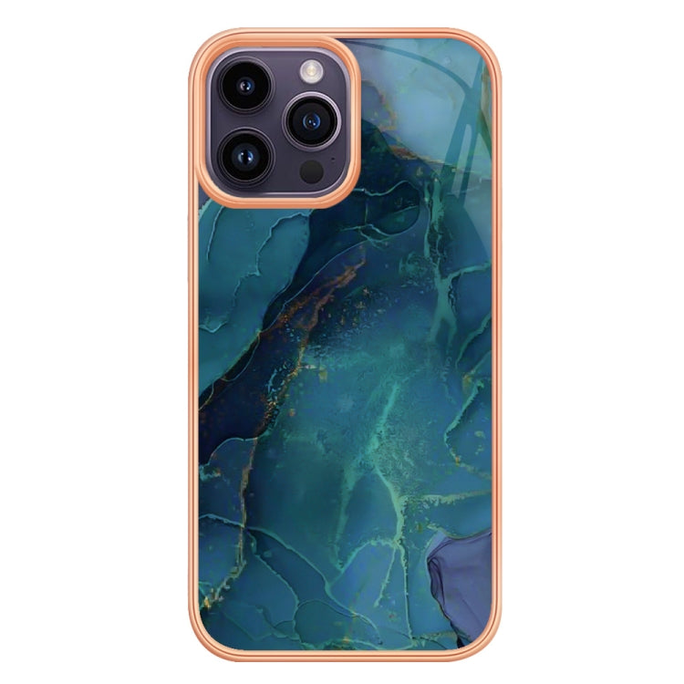 For iPhone 16 Pro Electroplating Marble Dual-side IMD Phone Case(Green 017) - iPhone 16 Pro Cases by PMC TechLife | Online Shopping South Africa | PMC TechLife | Buy Now Pay Later Mobicred