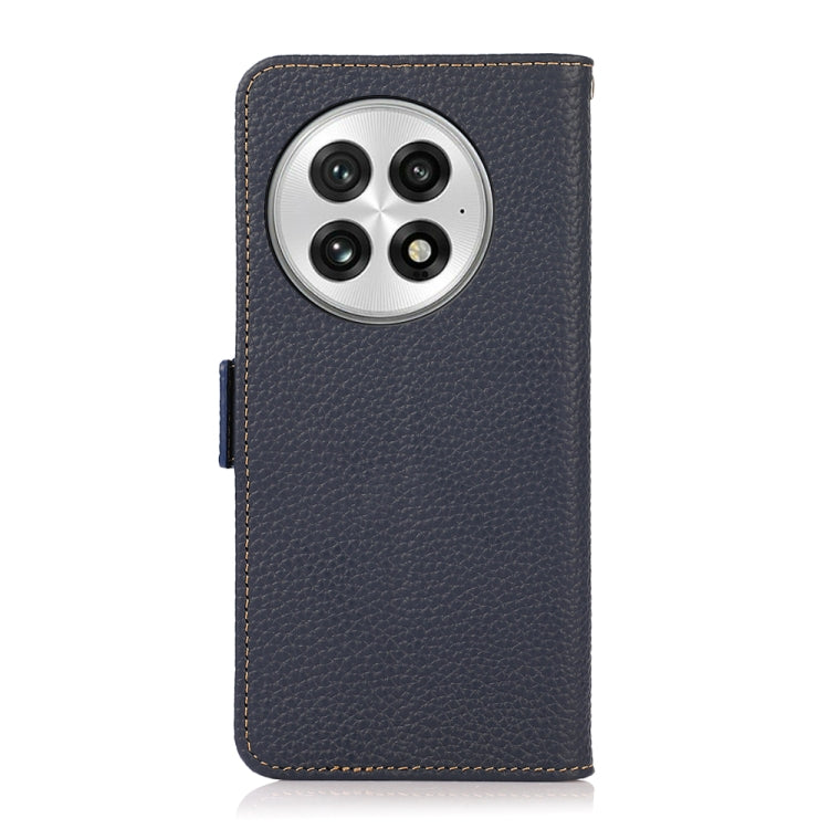 For OnePlus 13 KHAZNEH Side-Magnetic Litchi Genuine Leather RFID Phone Case(Blue) - OnePlus Cases by PMC TechLife | Online Shopping South Africa | PMC TechLife | Buy Now Pay Later Mobicred