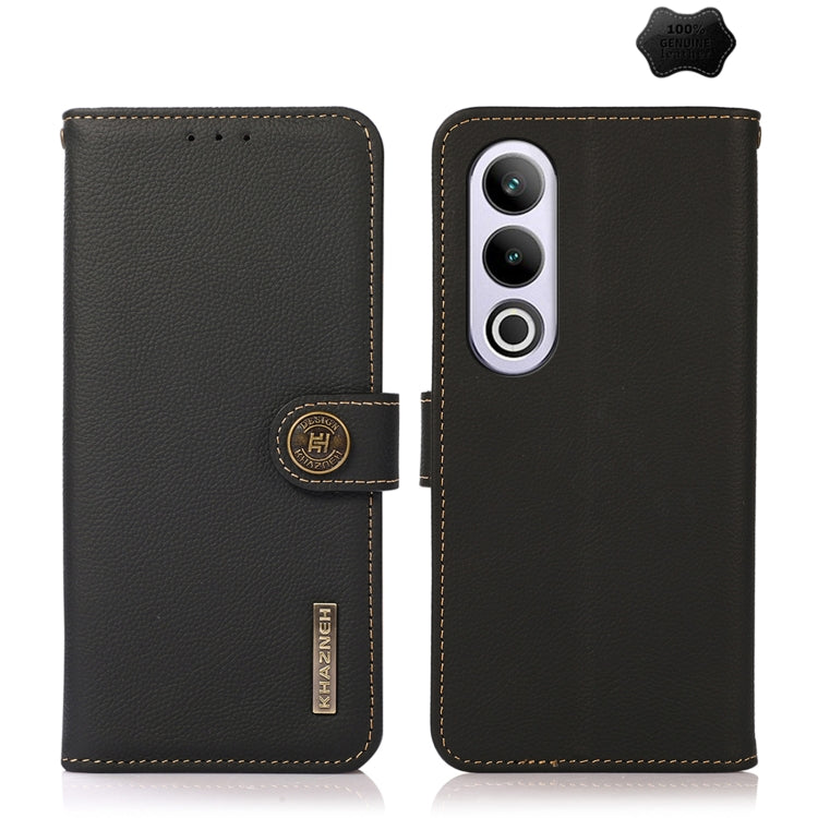 For OnePlus CE4 5G Global KHAZNEH Custer Genuine Leather RFID Phone Case(Black) - OnePlus Cases by PMC TechLife | Online Shopping South Africa | PMC TechLife | Buy Now Pay Later Mobicred