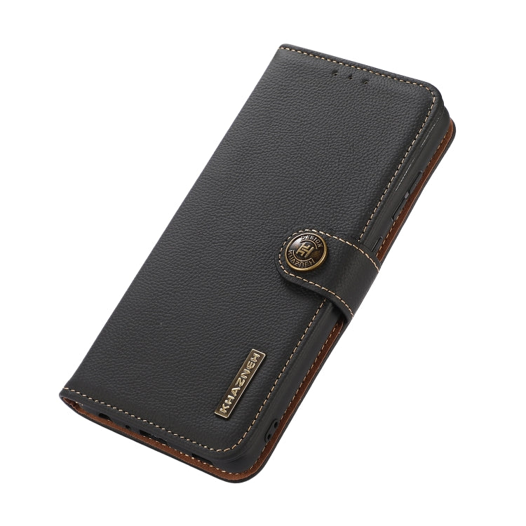 For OnePlus CE4 5G Global KHAZNEH Custer Genuine Leather RFID Phone Case(Black) - OnePlus Cases by PMC TechLife | Online Shopping South Africa | PMC TechLife | Buy Now Pay Later Mobicred