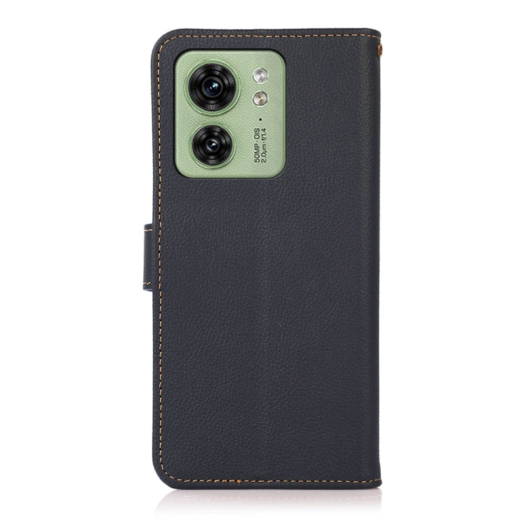 For Motorola Edge 40 KHAZNEH Custer Genuine Leather RFID Phone Case(Blue) - Motorola Cases by PMC TechLife | Online Shopping South Africa | PMC TechLife | Buy Now Pay Later Mobicred