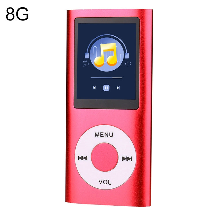 1.8 inch TFT Screen Metal MP4 Player With 8G TF Card+Earphone+Cable(Red) - MP4 Player by PMC Jewellery | Online Shopping South Africa | PMC Jewellery | Buy Now Pay Later Mobicred