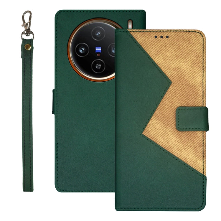 For vivo X100 idewei Two-color Splicing Leather Phone Case(Green) - X100 Cases by idewei | Online Shopping South Africa | PMC Jewellery | Buy Now Pay Later Mobicred