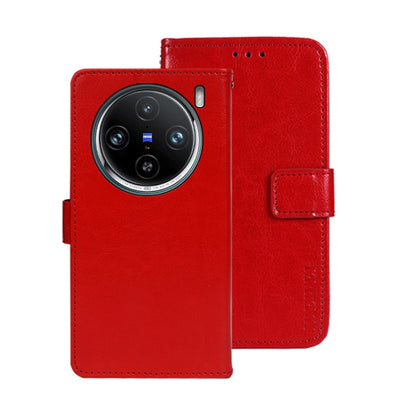 For vivo X100 Pro idewei Crazy Horse Texture Leather Phone Case(Red) - X100 Pro Cases by idewei | Online Shopping South Africa | PMC Jewellery | Buy Now Pay Later Mobicred