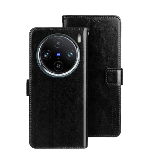 For vivo X100 Pro idewei Crazy Horse Texture Leather Phone Case(Black) - X100 Pro Cases by idewei | Online Shopping South Africa | PMC Jewellery | Buy Now Pay Later Mobicred