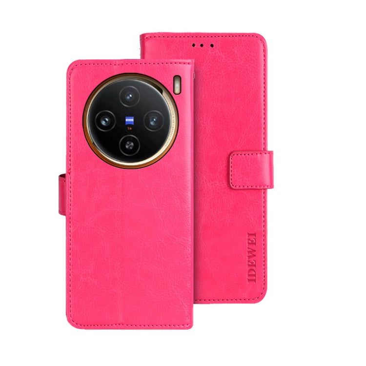For vivo X100 idewei Crazy Horse Texture Leather Phone Case(Rose Red) - vivo Cases by idewei | Online Shopping South Africa | PMC Jewellery | Buy Now Pay Later Mobicred