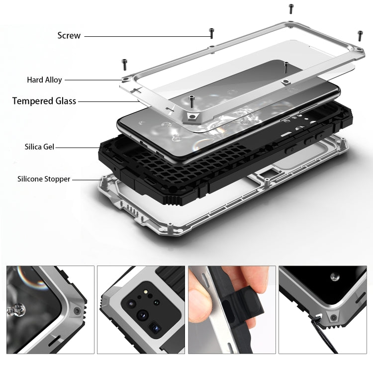 For Samsung Galaxy S20 Plus R-JUST Waterproof Shockproof Dustproof Metal + Silicone Protective Case(Silver) - free shipping - PMC TechLife - Order now!