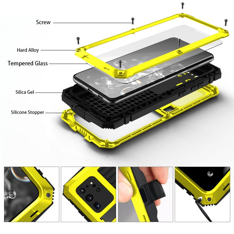 For Samsung Galaxy S20 Ultra R-JUST Waterproof Shockproof Dustproof Metal + Silicone Protective Case(Yellow) - Galaxy Phone Cases by R-JUST | Online Shopping South Africa | PMC TechLife | Buy Now Pay Later Mobicred