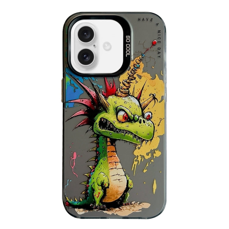 For iPhone 16 Animal Pattern Oil Painting Series PC + TPU Phone Case(Dragon) - iPhone 16 Cases by PMC Jewellery | Online Shopping South Africa | PMC Jewellery | Buy Now Pay Later Mobicred