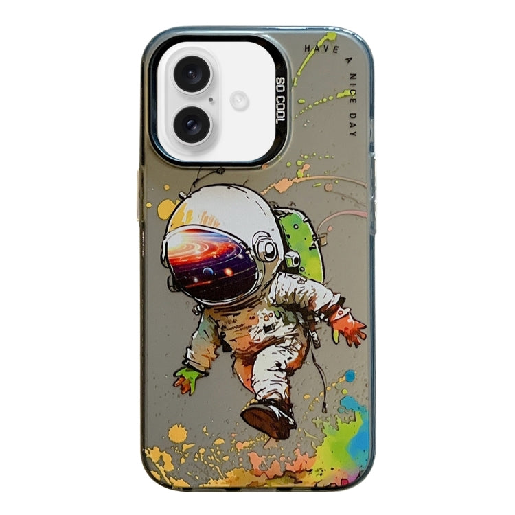 For iPhone 16 Animal Pattern Oil Painting Series PC + TPU Phone Case(Astronaut) - iPhone 16 Cases by PMC Jewellery | Online Shopping South Africa | PMC Jewellery | Buy Now Pay Later Mobicred