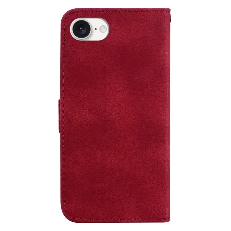 For iPhone 16e Seven-shaped Embossed Leather Phone Case(Red) - iPhone 16e Cases by PMC TechLife | Online Shopping South Africa | PMC TechLife | Buy Now Pay Later Mobicred
