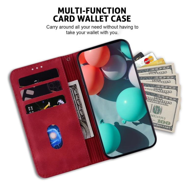 For iPhone 16e Seven-shaped Embossed Leather Phone Case(Red) - iPhone 16e Cases by PMC TechLife | Online Shopping South Africa | PMC TechLife | Buy Now Pay Later Mobicred
