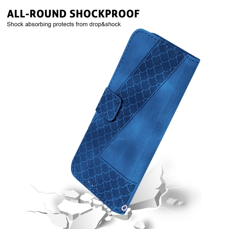 For iPhone 16 Seven-shaped Embossed Leather Phone Case(Blue) - iPhone 16 Cases by PMC TechLife | Online Shopping South Africa | PMC TechLife | Buy Now Pay Later Mobicred