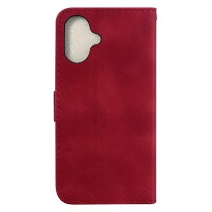 For iPhone 16 Seven-shaped Embossed Leather Phone Case(Red) - iPhone 16 Cases by PMC Jewellery | Online Shopping South Africa | PMC Jewellery | Buy Now Pay Later Mobicred