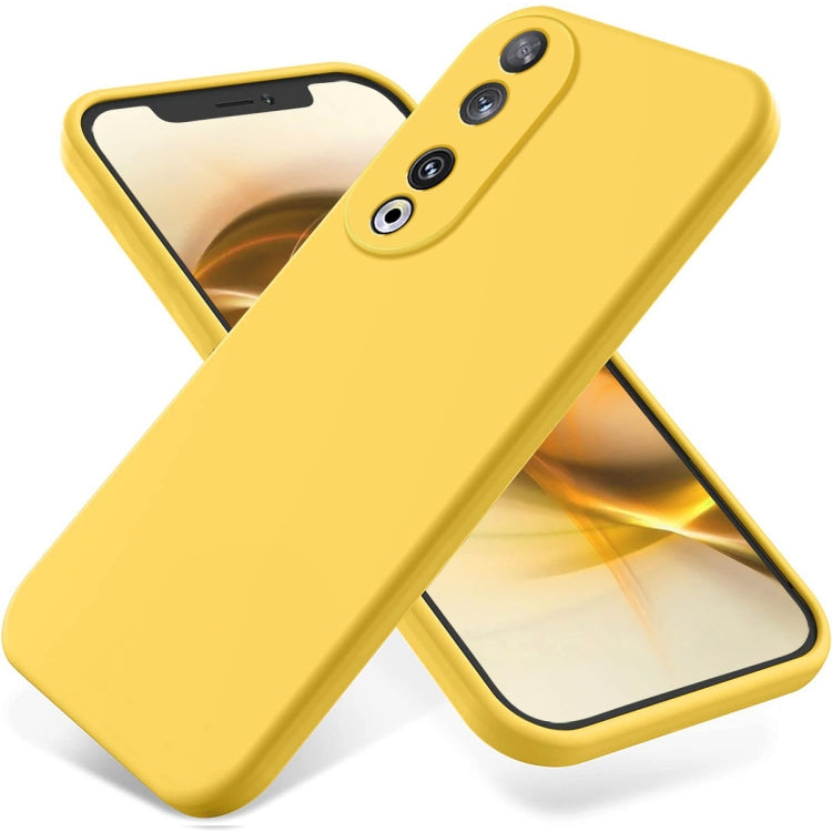 For Honor 90 Pure Color Liquid Silicone Shockproof Phone Case(Yellow) - Honor Cases by PMC TechLife | Online Shopping South Africa | PMC TechLife | Buy Now Pay Later Mobicred