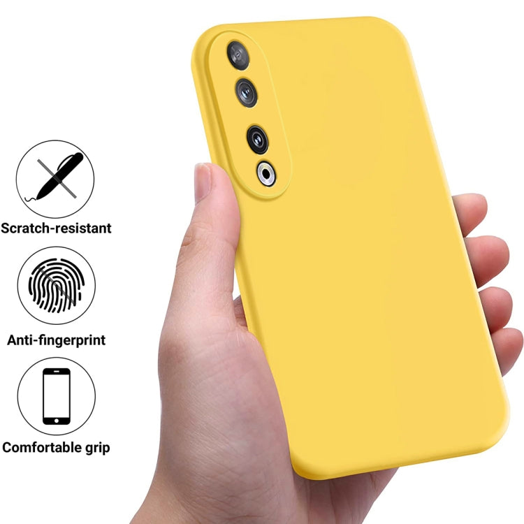For Honor 90 Pure Color Liquid Silicone Shockproof Phone Case(Yellow) - Honor Cases by PMC TechLife | Online Shopping South Africa | PMC TechLife | Buy Now Pay Later Mobicred