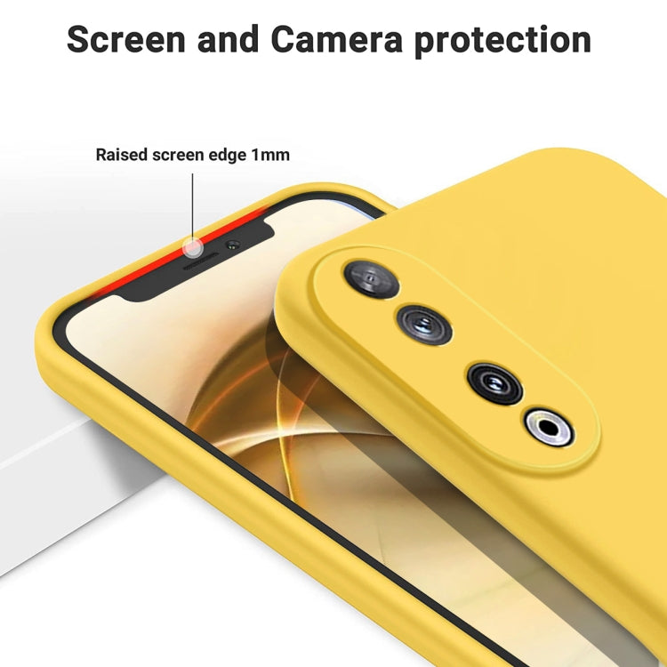 For Honor 90 Pure Color Liquid Silicone Shockproof Phone Case(Yellow) - Honor Cases by PMC TechLife | Online Shopping South Africa | PMC TechLife | Buy Now Pay Later Mobicred