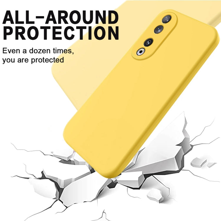 For Honor 90 Pure Color Liquid Silicone Shockproof Phone Case(Yellow) - Honor Cases by PMC TechLife | Online Shopping South Africa | PMC TechLife | Buy Now Pay Later Mobicred