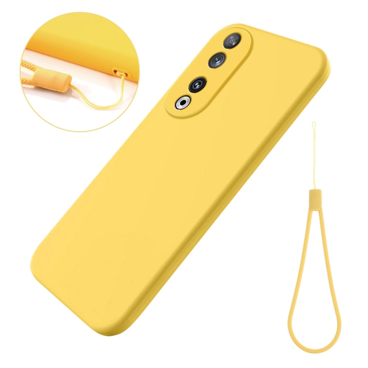 For Honor 90 Pure Color Liquid Silicone Shockproof Phone Case(Yellow) - Honor Cases by PMC TechLife | Online Shopping South Africa | PMC TechLife | Buy Now Pay Later Mobicred