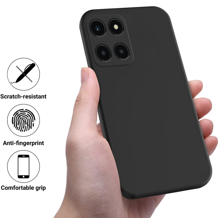 For Honor X6a Pure Color Liquid Silicone Shockproof Phone Case(Black) - Honor Cases by PMC Jewellery | Online Shopping South Africa | PMC Jewellery