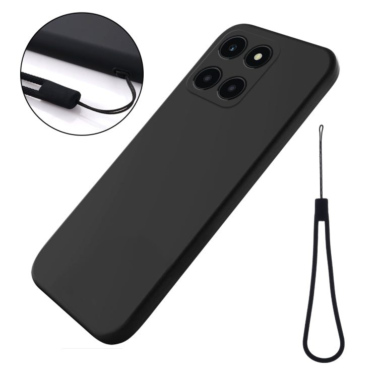 For Honor X6a Pure Color Liquid Silicone Shockproof Phone Case(Black) - Honor Cases by PMC TechLife | Online Shopping South Africa | PMC TechLife