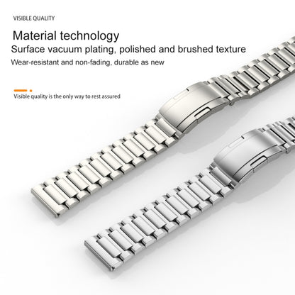 22mm Three Strains Vertical Riser Turtle Buckle Titanium Metal Watch Band(Silver) - Watch Bands by PMC Jewellery | Online Shopping South Africa | PMC Jewellery