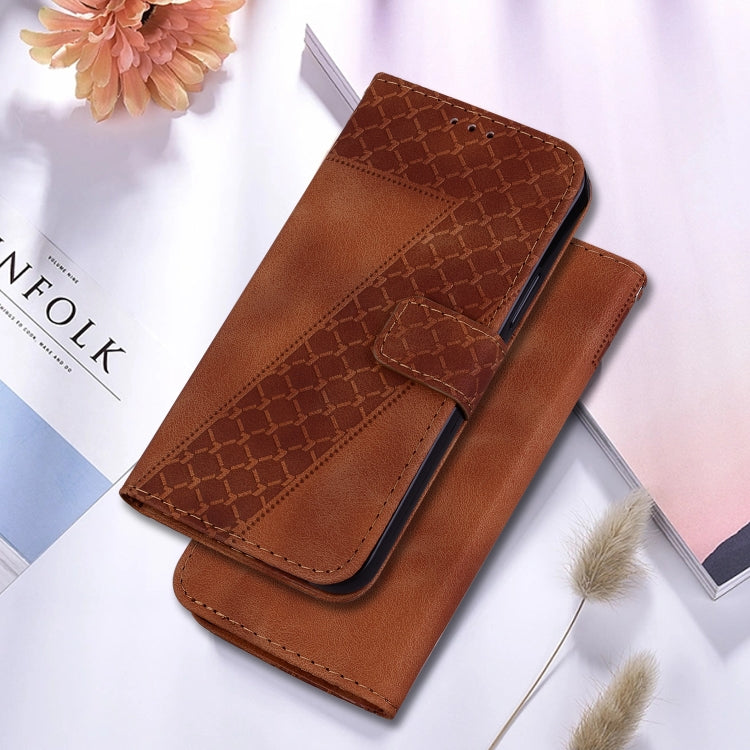 For Google Pixel 9 7-shaped Embossed Leather Phone Case(Brown) - Google Cases by PMC TechLife | Online Shopping South Africa | PMC TechLife | Buy Now Pay Later Mobicred