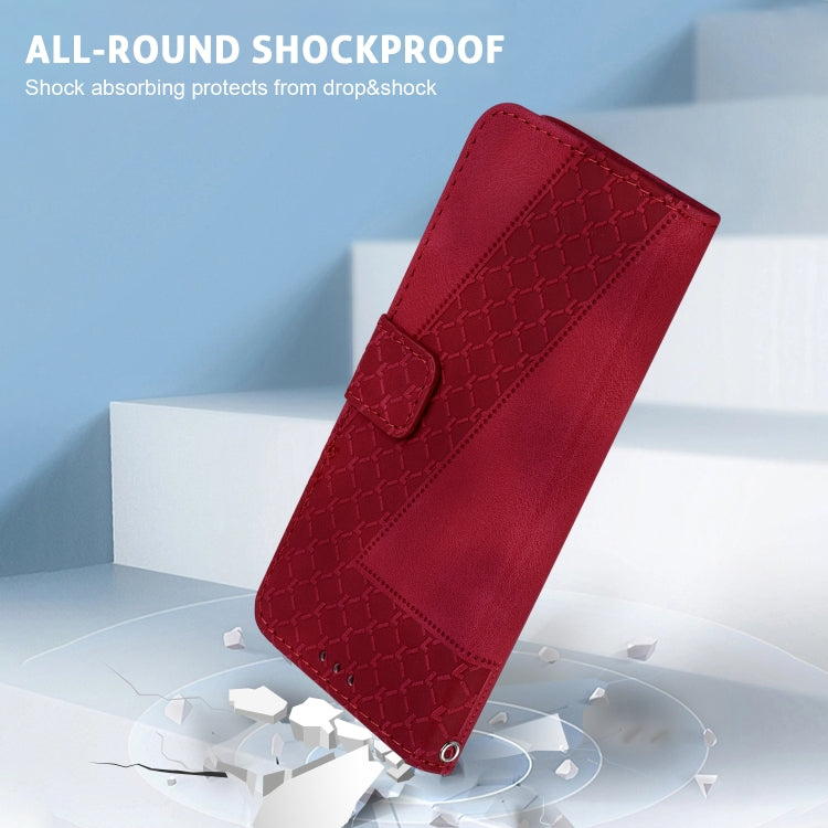 For Google Pixel 9 Seven-shaped Embossed Leather Phone Case(Red) - Google Cases by PMC TechLife | Online Shopping South Africa | PMC TechLife | Buy Now Pay Later Mobicred