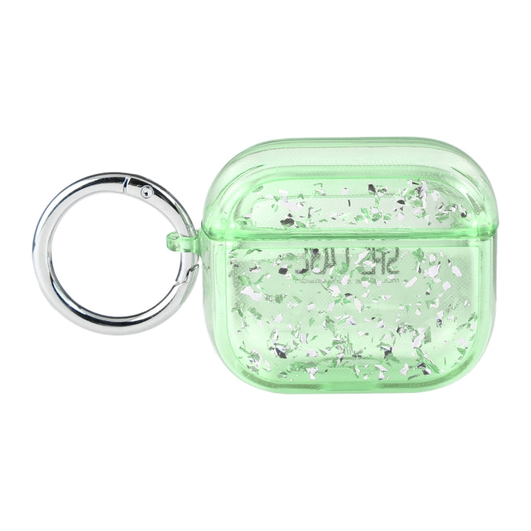 For AirPods Pro Silver Foil Epoxy Bluetooth Earphone Protective Case(Green) - For AirPods Pro by PMC Jewellery | Online Shopping South Africa | PMC Jewellery | Buy Now Pay Later Mobicred