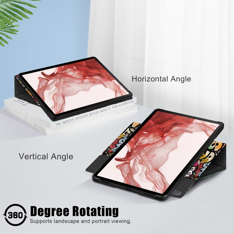 For Samsung Galaxy Tab S9+ 360 Rotation Stand Painted Smart Leather Tablet Case(Graffiti) - Galaxy Tab S9+ Cases by PMC TechLife | Online Shopping South Africa | PMC TechLife