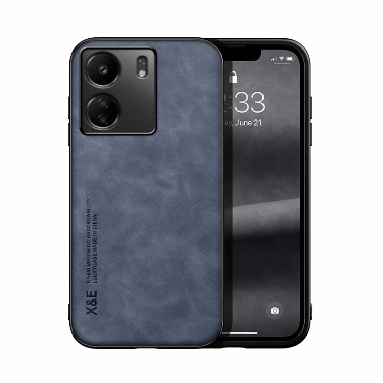 For Xiaomi Redmi 13C Skin Feel Magnetic Leather Back Phone Case(Blue) - 13C Cases by PMC TechLife | Online Shopping South Africa | PMC TechLife | Buy Now Pay Later Mobicred