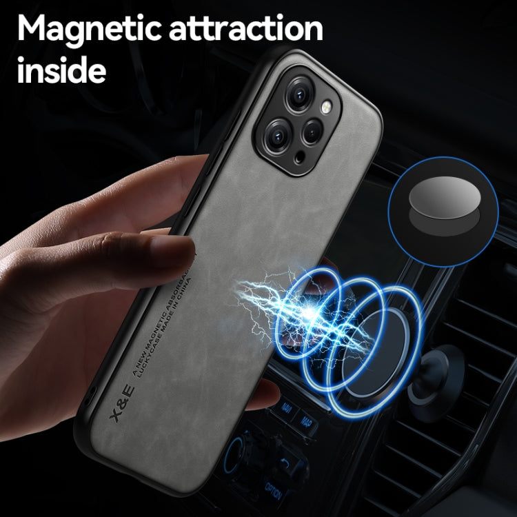 For Xiaomi Redmi 12 4G Skin Feel Magnetic Leather Back Phone Case(Dark Grey) - Xiaomi Cases by PMC Jewellery | Online Shopping South Africa | PMC Jewellery | Buy Now Pay Later Mobicred