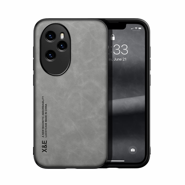 For Honor 100 Pro Skin Feel Magnetic Leather Back Phone Case(Light Grey) - Honor Cases by PMC Jewellery | Online Shopping South Africa | PMC Jewellery