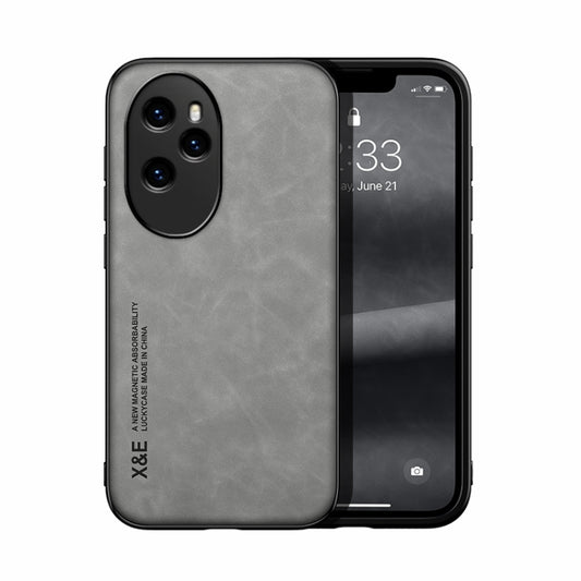 For Honor 100 Pro Skin Feel Magnetic Leather Back Phone Case(Light Grey) - Honor Cases by PMC Jewellery | Online Shopping South Africa | PMC Jewellery