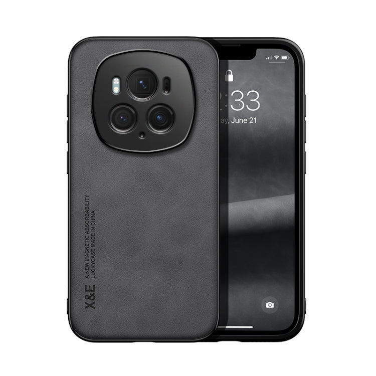 For Honor Magic6 Pro Skin Feel Magnetic Leather Back Phone Case(Dark Grey) - Honor Cases by PMC TechLife | Online Shopping South Africa | PMC TechLife