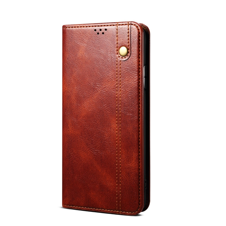 For OnePlus 12 Oil Wax Crazy Horse Texture Leather Phone Case(Brown) - OnePlus Cases by PMC TechLife | Online Shopping South Africa | PMC TechLife