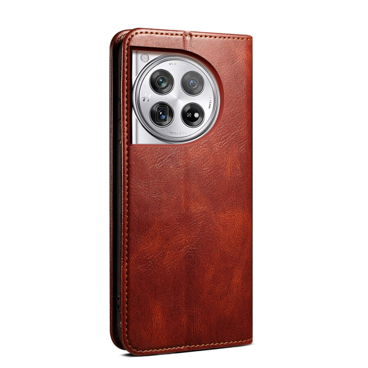 For OnePlus 12 Oil Wax Crazy Horse Texture Leather Phone Case(Brown) - OnePlus Cases by PMC TechLife | Online Shopping South Africa | PMC TechLife