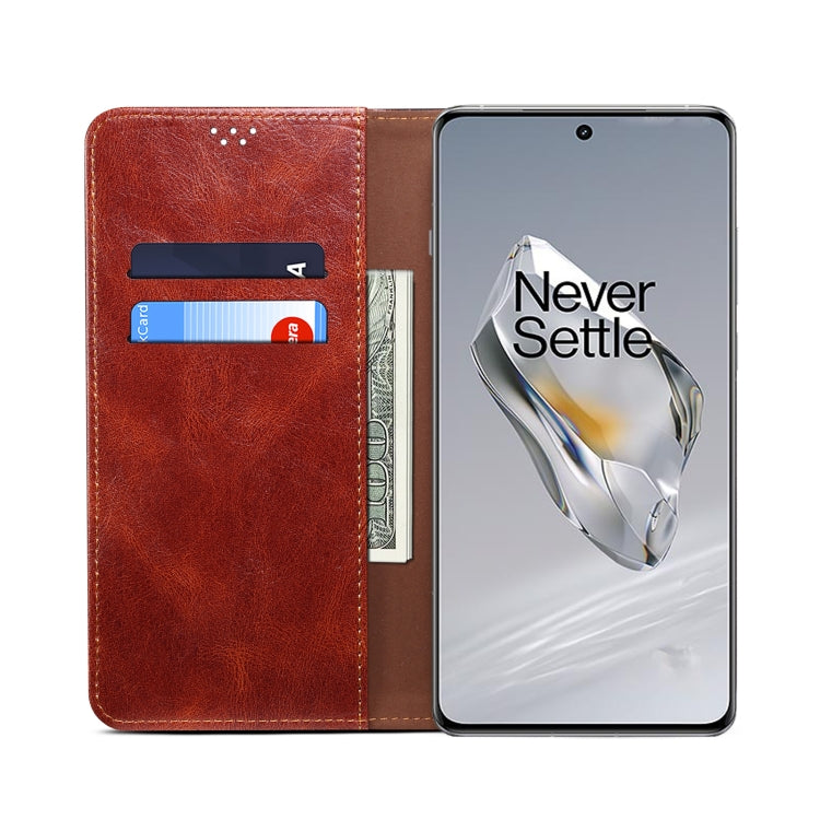For OnePlus 12 Oil Wax Crazy Horse Texture Leather Phone Case(Brown) - OnePlus Cases by PMC TechLife | Online Shopping South Africa | PMC TechLife