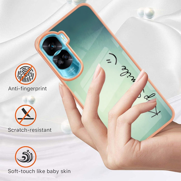 For Honor 90 Lite 5G Electroplating Marble Dual-side IMD Phone Case(Smile) - Honor Cases by PMC Jewellery | Online Shopping South Africa | PMC Jewellery | Buy Now Pay Later Mobicred