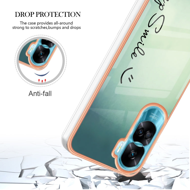 For Honor 90 Lite 5G Electroplating Marble Dual-side IMD Phone Case(Smile) - Honor Cases by PMC Jewellery | Online Shopping South Africa | PMC Jewellery | Buy Now Pay Later Mobicred