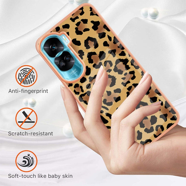 For Honor 90 Lite 5G Electroplating Marble Dual-side IMD Phone Case(Leopard Print) - Honor Cases by PMC Jewellery | Online Shopping South Africa | PMC Jewellery | Buy Now Pay Later Mobicred