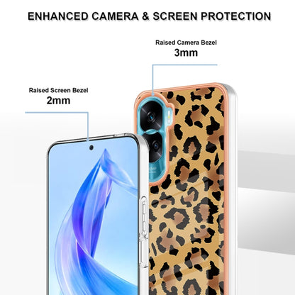 For Honor 90 Lite 5G Electroplating Marble Dual-side IMD Phone Case(Leopard Print) - Honor Cases by PMC Jewellery | Online Shopping South Africa | PMC Jewellery | Buy Now Pay Later Mobicred