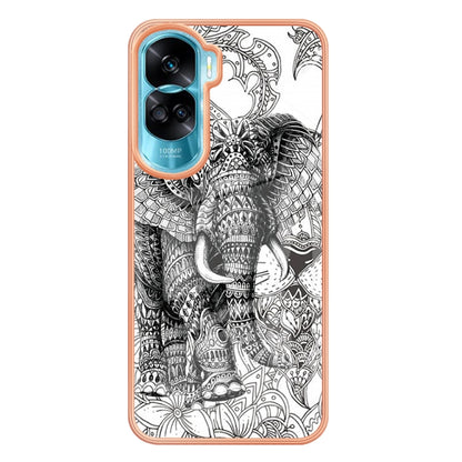 For Honor 90 Lite 5G Electroplating Marble Dual-side IMD Phone Case(Totem Elephant) - Honor Cases by PMC Jewellery | Online Shopping South Africa | PMC Jewellery | Buy Now Pay Later Mobicred