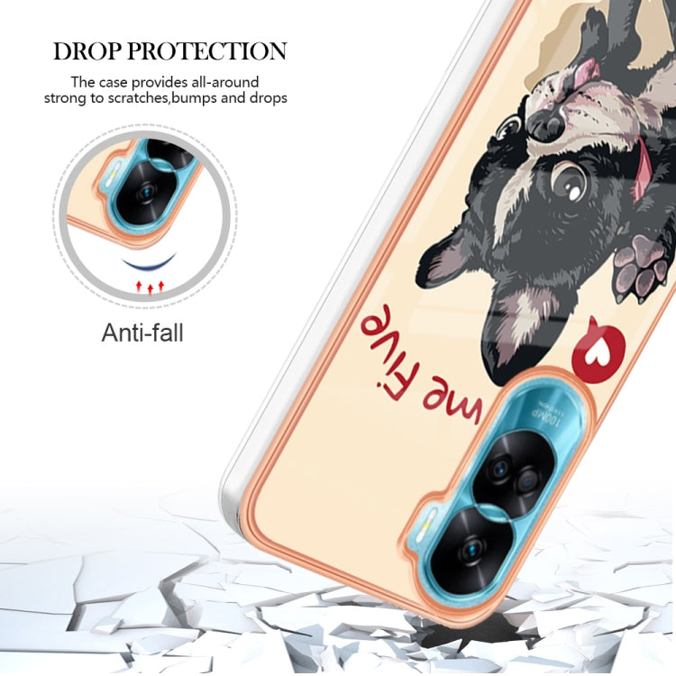 For Honor 90 Lite 5G Electroplating Marble Dual-side IMD Phone Case(Lucky Dog) - Honor Cases by PMC TechLife | Online Shopping South Africa | PMC TechLife | Buy Now Pay Later Mobicred