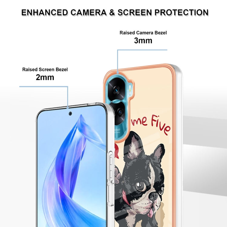 For Honor 90 Lite 5G Electroplating Marble Dual-side IMD Phone Case(Lucky Dog) - Honor Cases by PMC TechLife | Online Shopping South Africa | PMC TechLife | Buy Now Pay Later Mobicred
