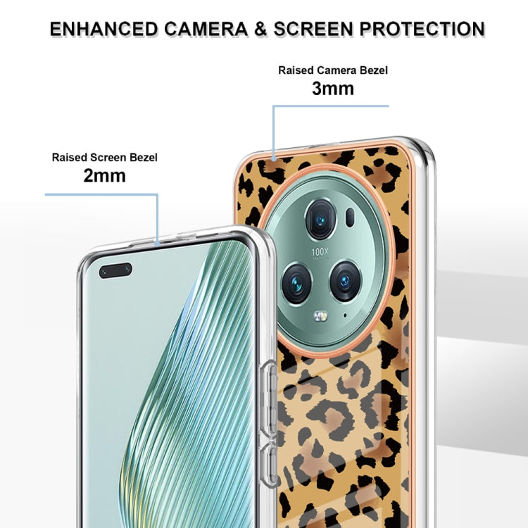 For Honor Magic 5 Pro Electroplating Marble Dual-side IMD Phone Case(Leopard Print) - Honor Cases by PMC Jewellery | Online Shopping South Africa | PMC Jewellery | Buy Now Pay Later Mobicred