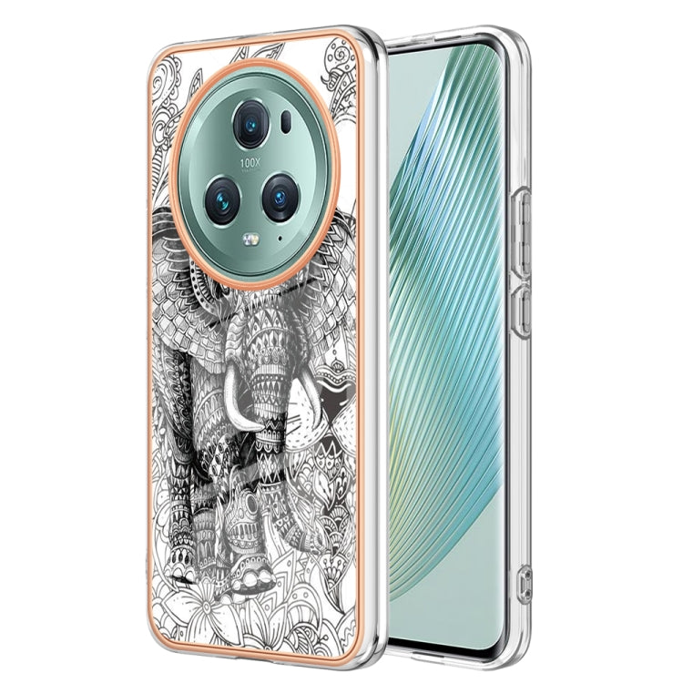 For Honor Magic 5 Pro Electroplating Marble Dual-side IMD Phone Case(Totem Elephant) - Honor Cases by PMC Jewellery | Online Shopping South Africa | PMC Jewellery | Buy Now Pay Later Mobicred