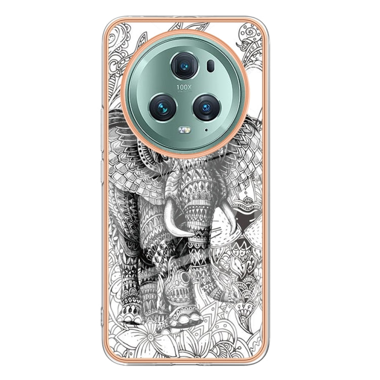 For Honor Magic 5 Pro Electroplating Marble Dual-side IMD Phone Case(Totem Elephant) - Honor Cases by PMC TechLife | Online Shopping South Africa | PMC TechLife | Buy Now Pay Later Mobicred