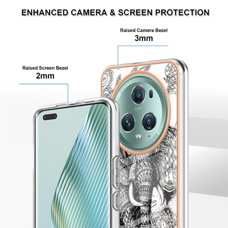 For Honor Magic 5 Pro Electroplating Marble Dual-side IMD Phone Case(Totem Elephant) - Honor Cases by PMC TechLife | Online Shopping South Africa | PMC TechLife | Buy Now Pay Later Mobicred